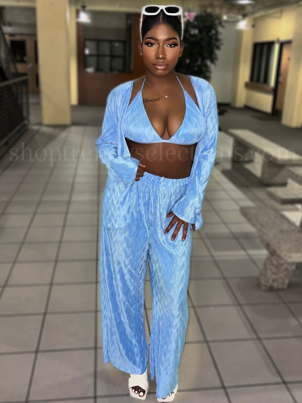 Baby blue silk set – Trending boutique gr