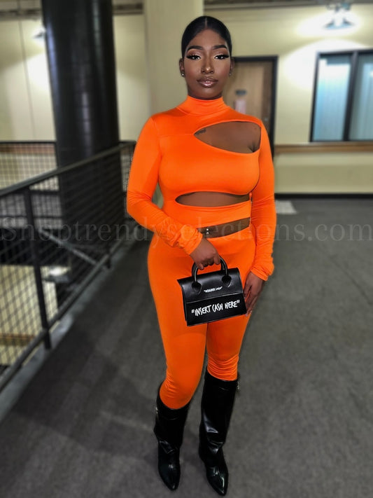 Orange cut out jumpsuit